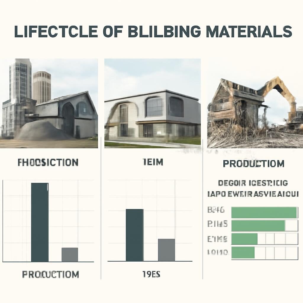 Diagramme des phases d'un bâtiment en analyse cycle de vie : production, usage, fin de vie