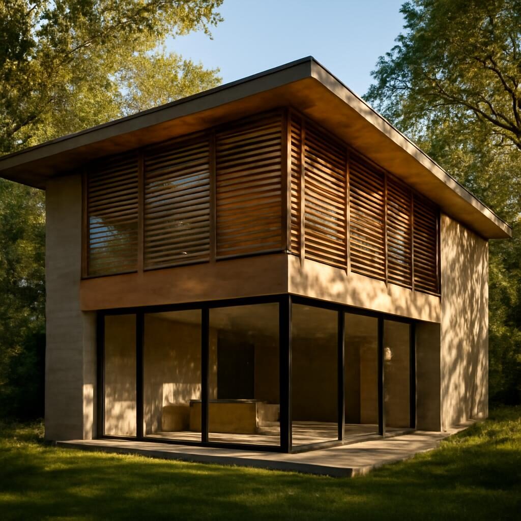 Conception bioclimatique : maison contemporaine avec grandes baies vitrées sud