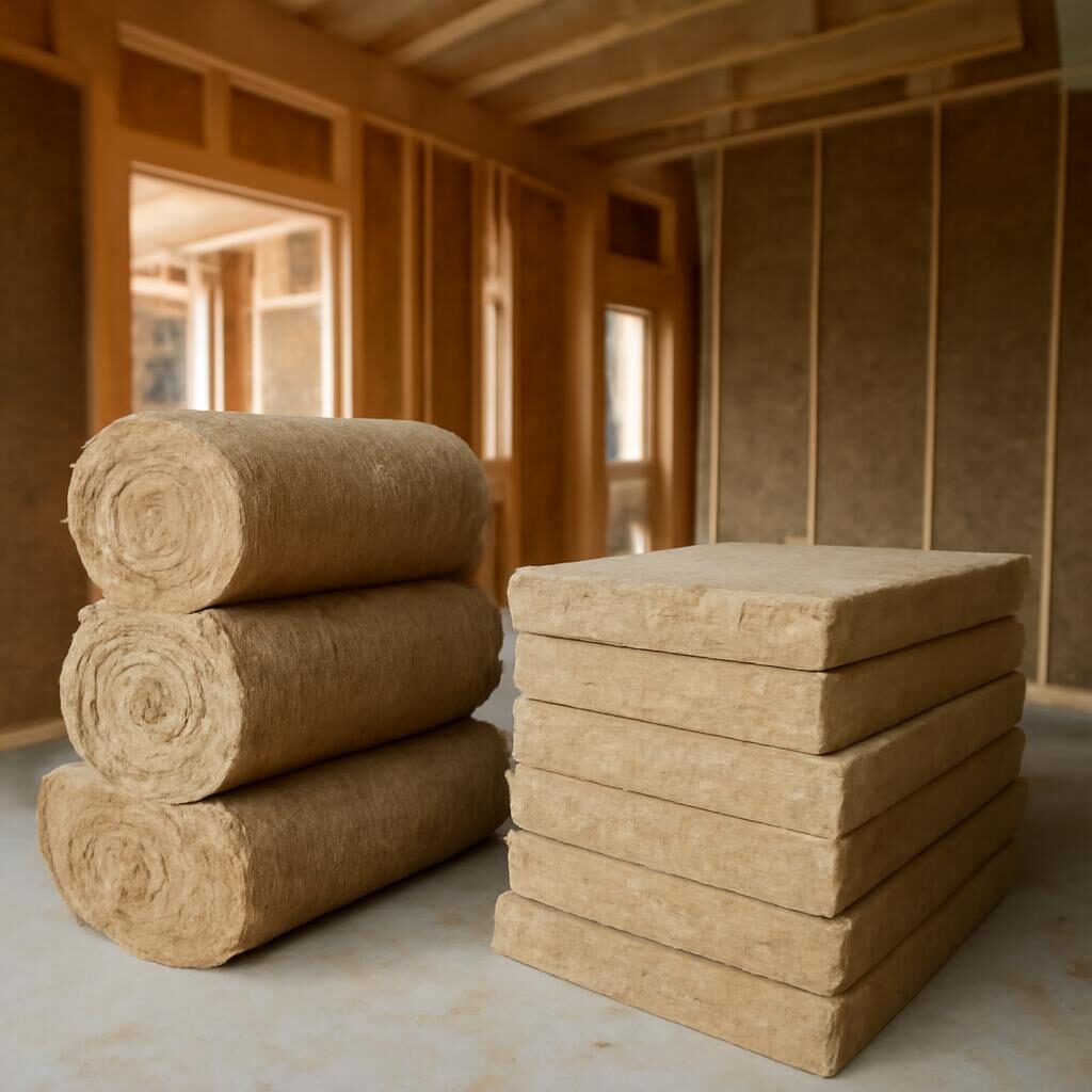 Isolant chanvre — rouleaux et panneaux de laine de chanvre sur chantier
