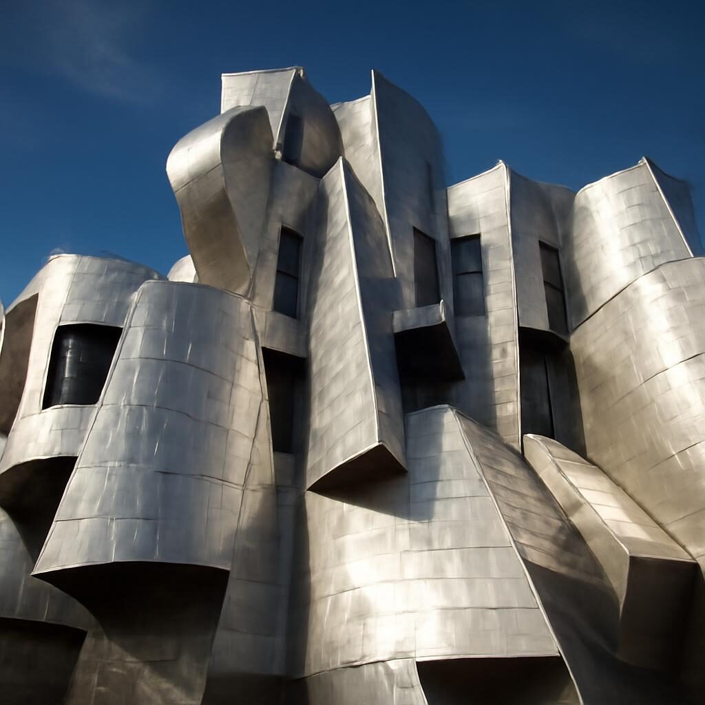 Architecture déconstructiviste — façade fragmentée et formes angulaires