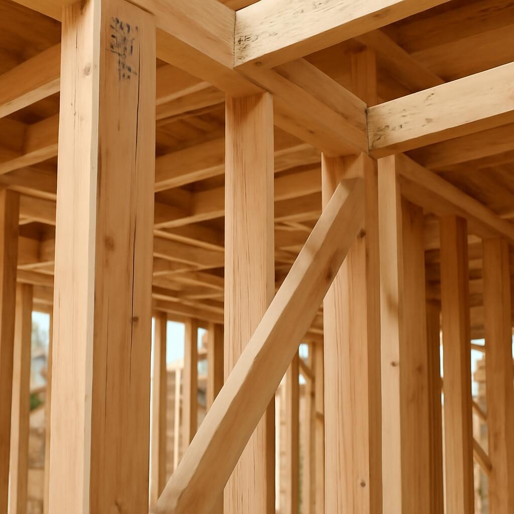 Structure d'ossature bois en cours de montage sur chantier