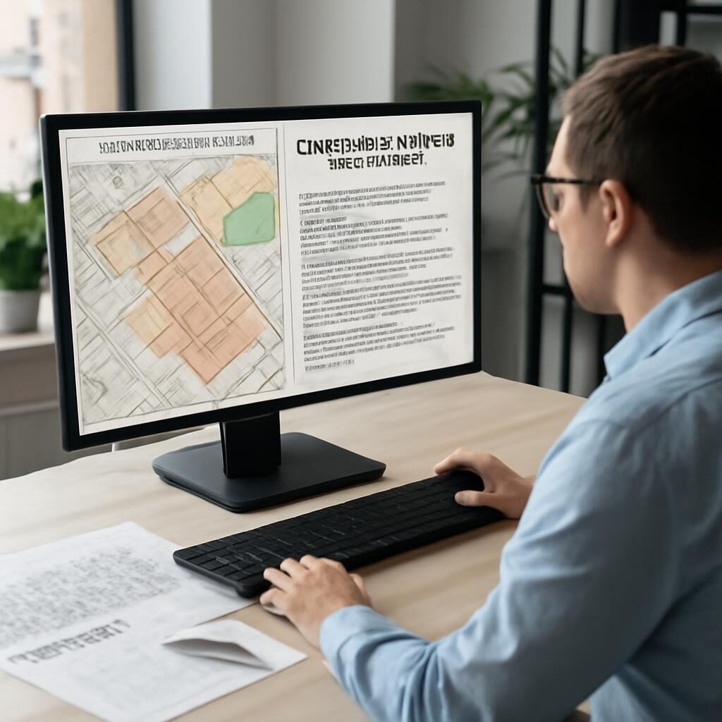 Instruction d'un permis de construire en mairie avec carte de zonage PLU
