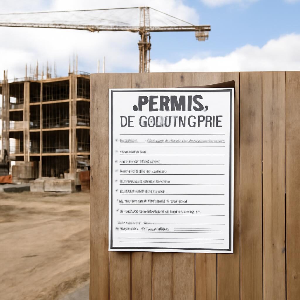 Panneau d'affichage de permis de construire sur chantier