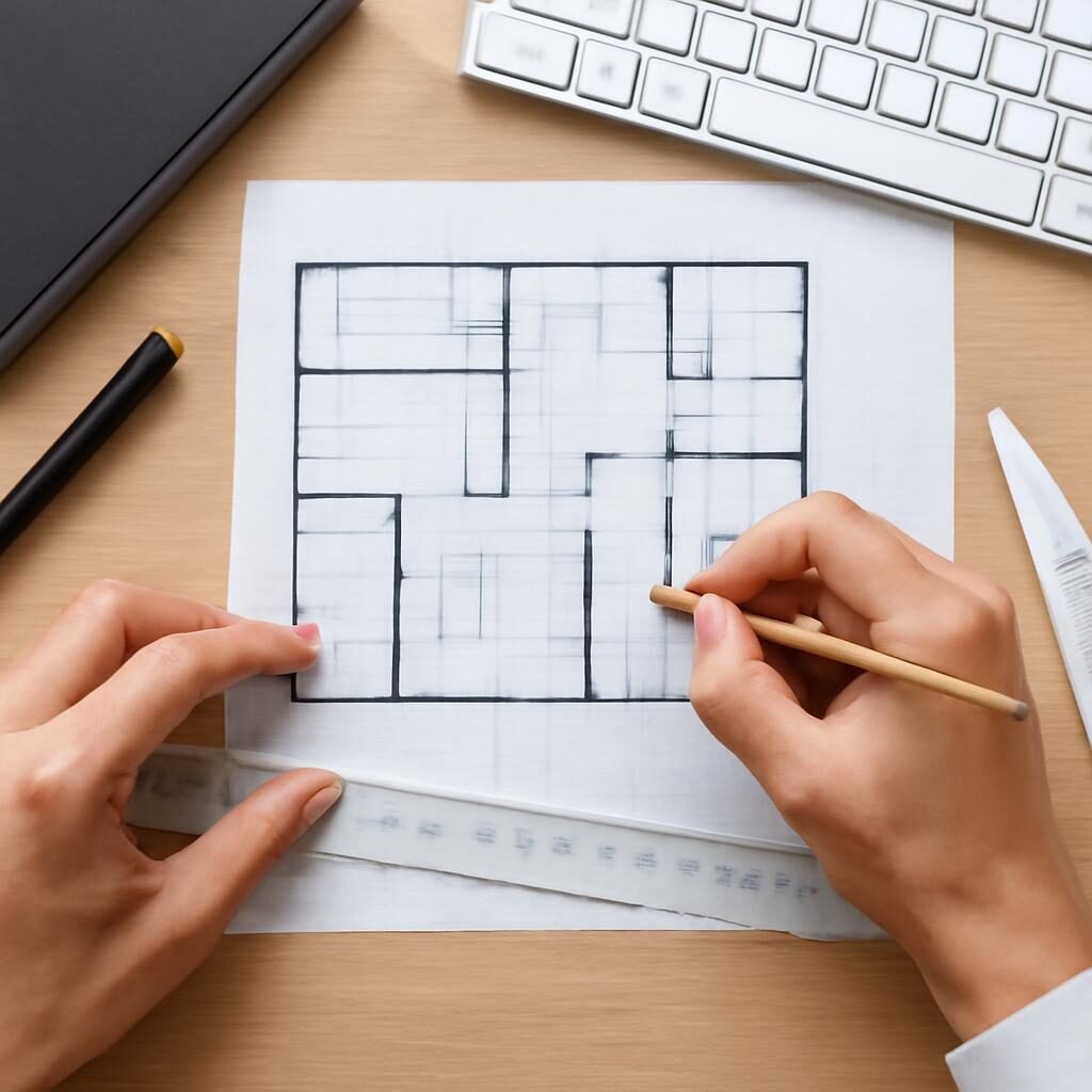 Architecte dessinant un plan d'aménagement pour un petit appartement