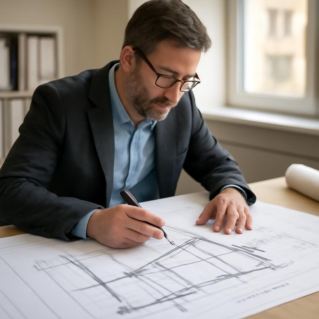Plans de surélévation de maison sur table d'architecte avec coupes structurelles