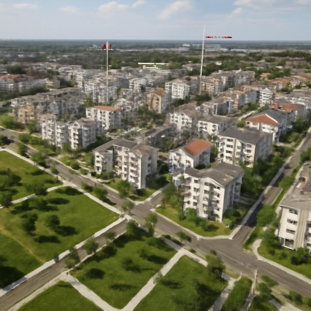 ZAC zone d'aménagement concerté : vue aérienne d'un écoquartier en construction