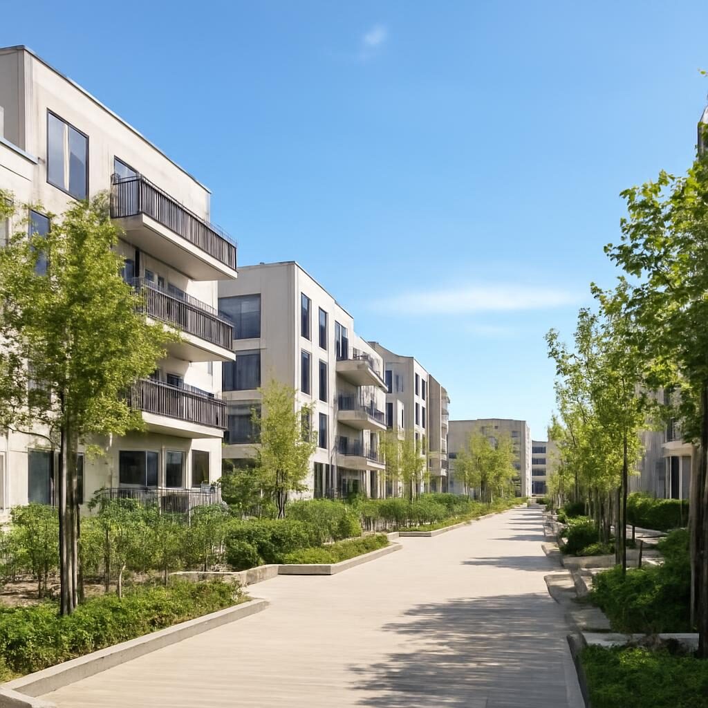 Écoquartier français livré avec logements et espaces verts en ZAC