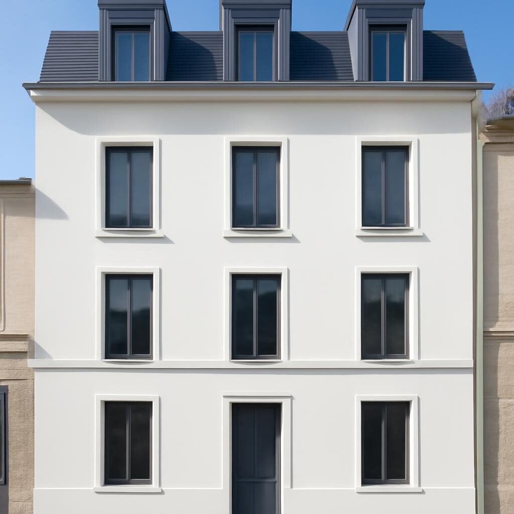 Immeuble rénové façade neuve après isolation thermique extérieure
