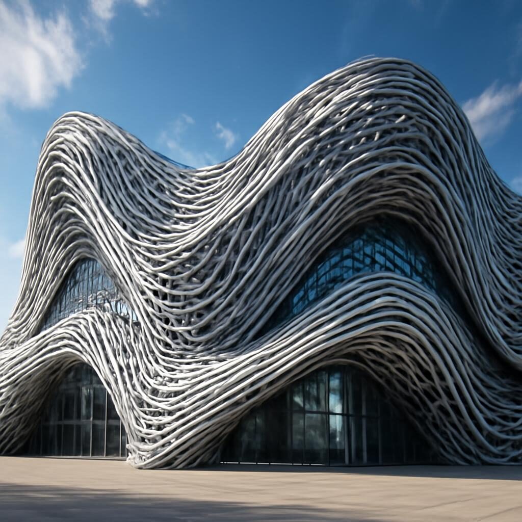 Architecture paramétrique façade géométrique complexe bâtiment contemporain