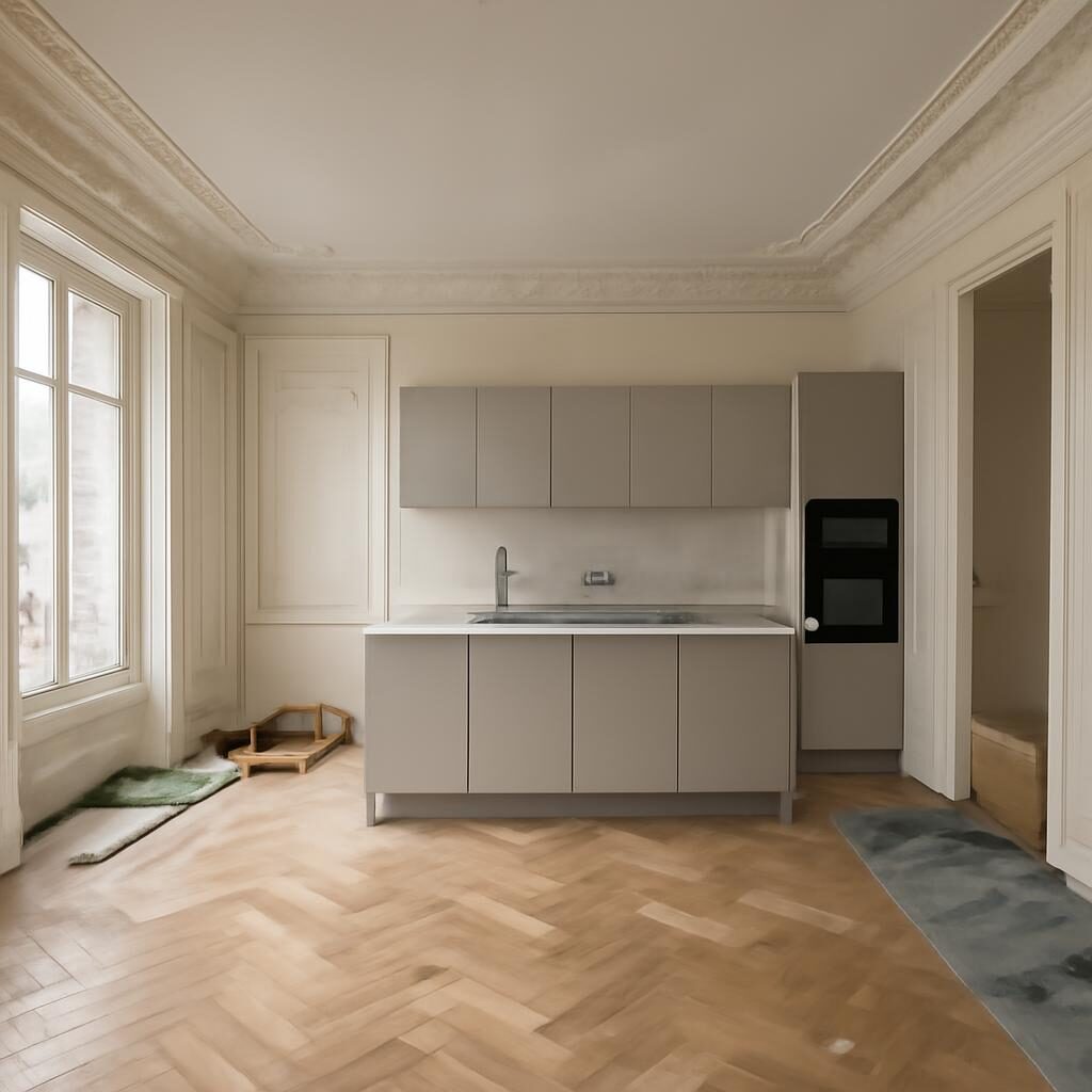 Rénovation appartement ancien parisien haussmannien en travaux