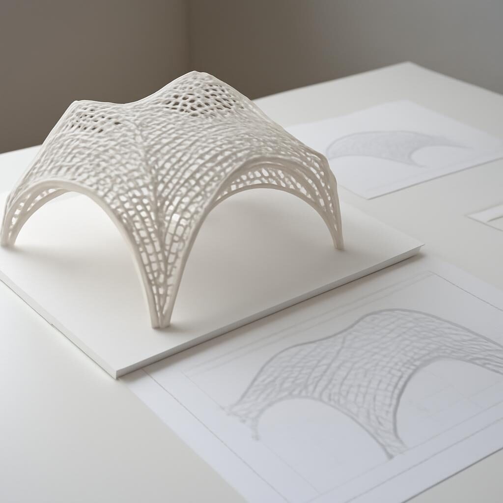 Maquette imprimée 3D d'un pavillon paramétrique