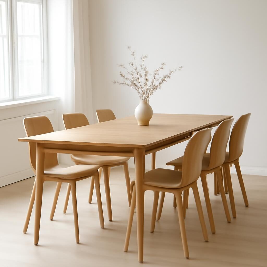Salle à manger scandinave avec chaises moulées