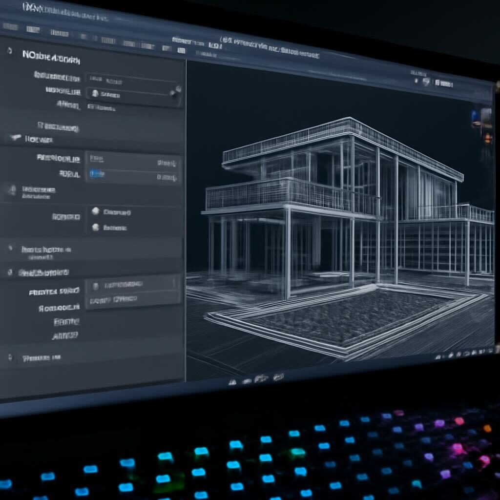 Interface de rendu architectural avec parametres de scene